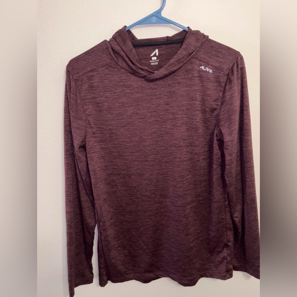 Alive Qwick Dry Lightweight Athletic Hoodie Burgundy Size Small